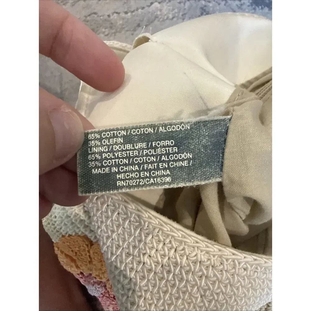 Crazy Horse by Liz Claiborne Purse Shoulder Bag Floral Cream Tan Crochet